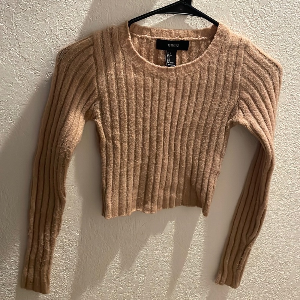 Cropped Beige Forever 21 Sweater